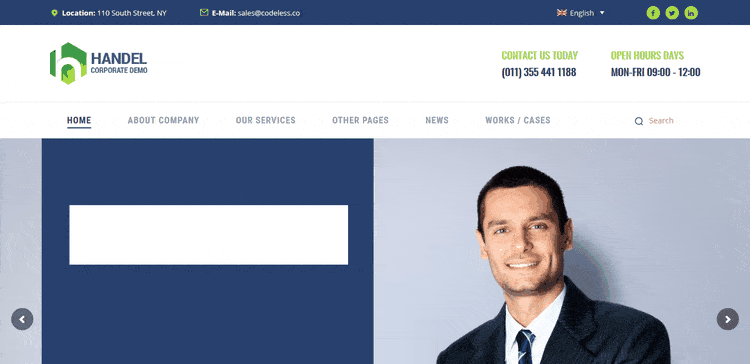 Demo of Handel Business & Corporate WordPress Theme