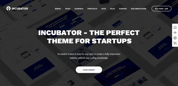 Demo of Incubator Business & Corporate WordPress Theme