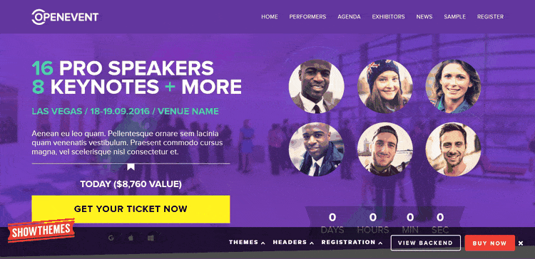Demo of OpenEvent Event & Promotional WordPress Theme
