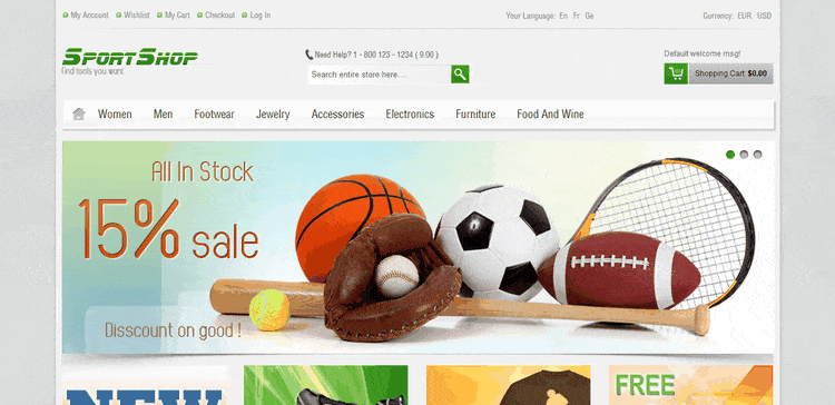 Demo of SportShop E-Commerce WordPress Theme