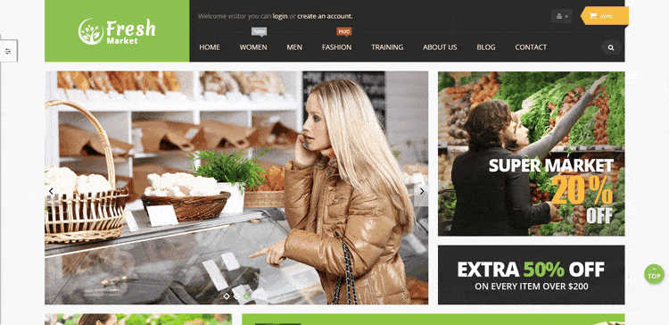 Demo of Ves Freshmarket E-Commerce WordPress Theme