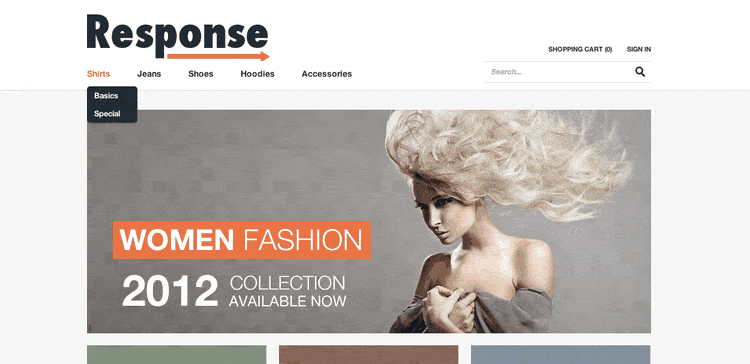 Demo of Response E-Commerce WordPress Theme